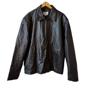 Vintage Leather Men’s Genuine Leather Jacket Full Zip Brown Size XLT Moto Grunge